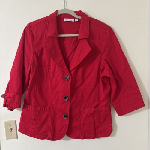 Denim and Company Full Button Shirt Jacket Red and Black Women's Size Large Lot - Picture 7 of 11