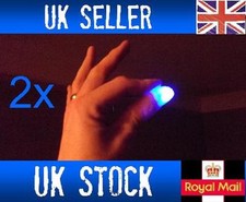 2x Magic Light up flashing thumbs fingers BLUE trick appearing light close up