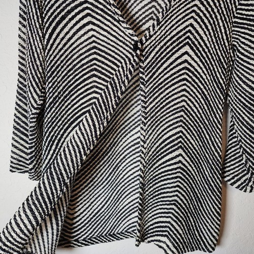 Chico's Strickjacke Damen schwarz-weiß Webart vorne offen geknöpft Größe 0 Small - Bild 6 von 14