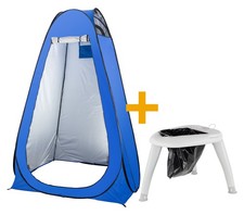 Stabile Camping Toilette mit Sichtschutz-Zelt - Reise WC f&uuml;r Festival & Outdoor