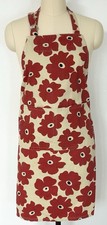 MU Kitchen Apron Red Poppy Print 26 Inch x 35 Inch Cooking Crafting Canvas