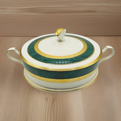 Noritake Fitzgerald 4712 Round Covered Vegetable Bowl 64 Oz EUC White Bone China
