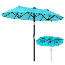 Double-Sided Patio Umbrella w/Push Button Tilt Crank Handle 3 Air Vents for Pool
