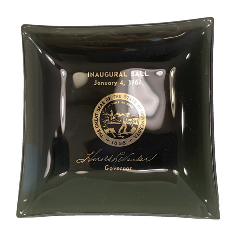 1967 Minnesota Governor Harold LeVander Inaugural Ball Glass Trinket Dish Tray