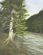 Delander Art Original Oil Painting Landscape Study on Linen Canvas 10x8