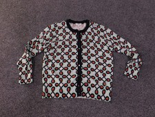 Crown And Ivy Cardigan Womens Large Multicolor Geometric Button Front Cotton Swe