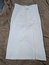 NWT Zara White Long Skirt Size Large 95 Cotton 5 Elastane Light Use