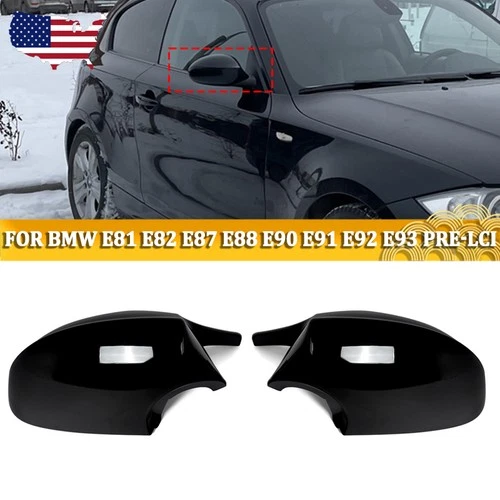 2x For 07-09 BMW E90 E91 E92 PRE-LCI Gloss Black Rearview Side Mirror Cover Caps