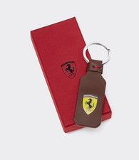 FERRARI    ESSENTIAL LEATHER SHIELD LOGO KEYRING BRW  (270105548)