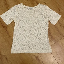 VTG Anna Kriste 90s y2k Sheer Ivory Lace Top Fairy Grunge Cottage Coquette P