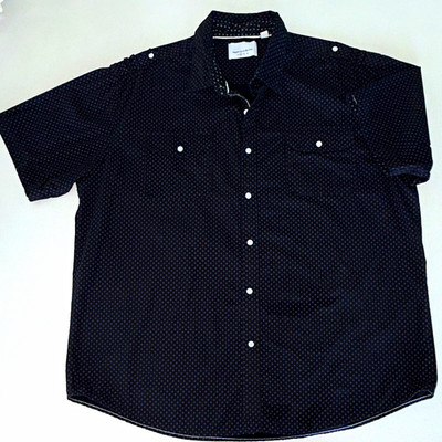 paperdenim&cloth Mens2X Black & Purple Geometric Short Sleeve Woven Cotton Shirt