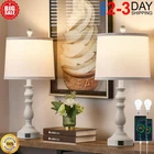 Table Lamp for Bedroom Set of 2 with USB C+A Ports, Modern Bedside Lamps