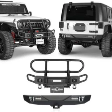 Max Mad Front Rear Bumper w/ Brush Grille Guard For Jeep Erangler JK 2007-2018
