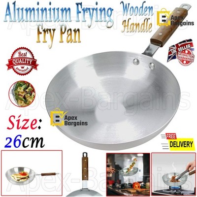Aluminium Bratpfanne Holzgriff Koch Pfanne Curry Kochen Gastronomie 26 cm
