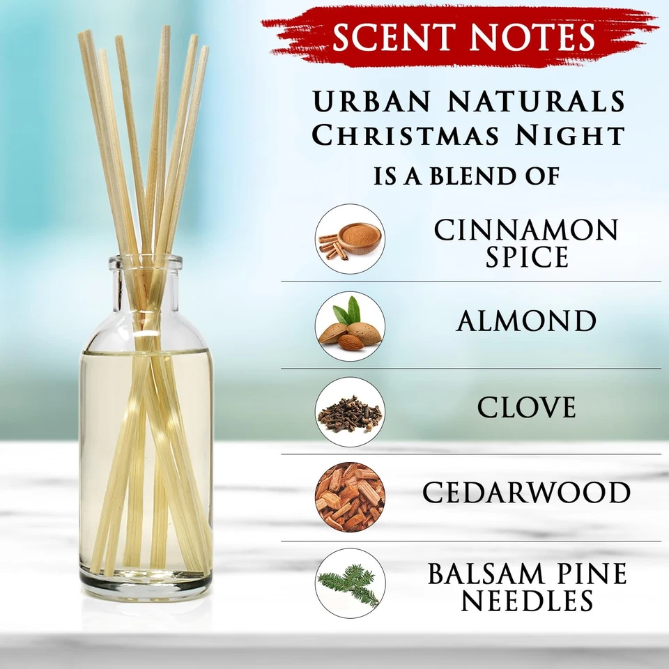 Christmas Night Reed Diffuser Set - Cinnamon Spice, Almond, Clove, Cedarwood,... - Image 2 of 4
