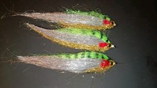 3 Large Flash  Pike /Perch/ Predatory Fly Lures Size 1 Hook Set of 3