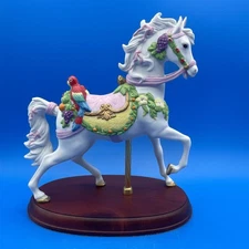 1996 LENOX PORCELAIN TROPICAL CAROUSEL HORSE FIGURINE WITH PARROT ON SADDLE