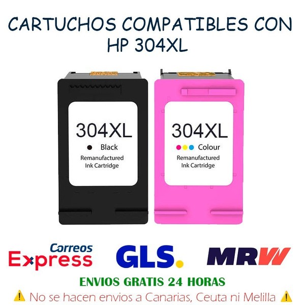 Cartuchos de tinta compatibles con HP Nº 304XL Deskjet 3720 3730 3732