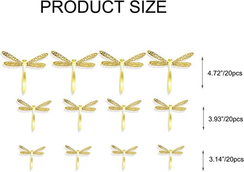60 Pieces 3D Dragonfly Wall Sticker Metal Dragonflies Gold - Picture 3 of 7