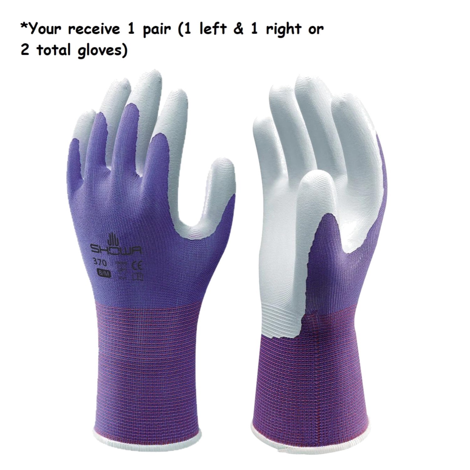 Purple Nitrile Coated Work Gloves Medium 4 Pack