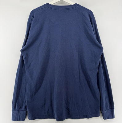 Faded Glory Mens Blue Waffle Knit Thermal Henley Shirt 2XL XXL