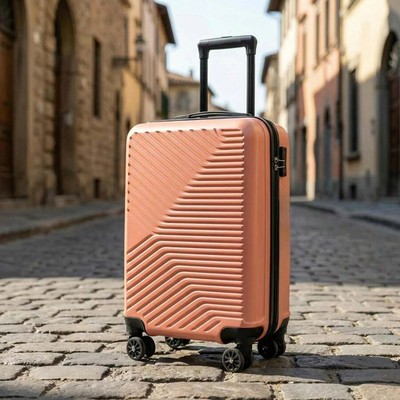 20'' ABS Hard-Shell Carry-On Luggage w/ 360° Rotating Wheels Rose Gold