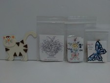 Wooden Cat Cut Out - Preowned 3 Unmounted Rubber Stamps New