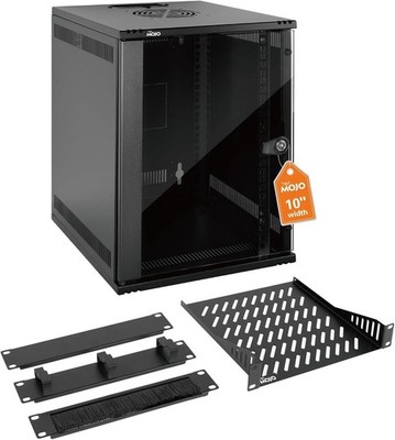 9U 10 inch Rack Wall Mount Network Cabinet Set 12.3W x 13D x 17.1H- Load