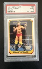 1991 WWF Merlin M #56 Texas Tornado Kerry Von Erich Mint PSA 9 WWE Card Italy