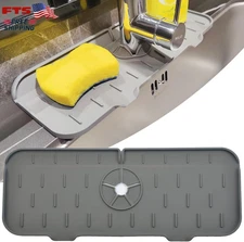 Kitchen Faucet Sink Splash Guard Silicone Water Catcher Mat Grey