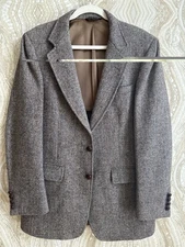 HARRIS TWEED Sport Coat Blazer 40 Brown Handwoven Scotland Jacket ANTHONY ALLAN