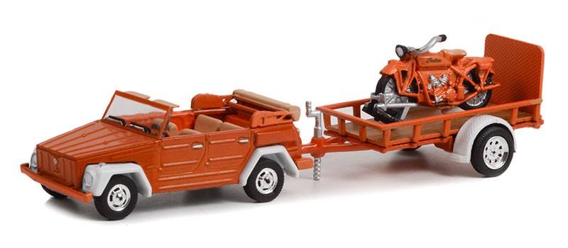 Greenlight Volkswagen Type 181 1973 de collection métal avec remorque et Indian Scout