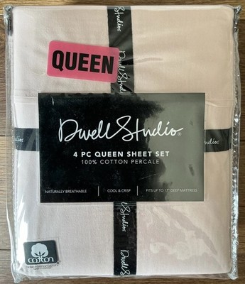 Dwell Studios 100% Cotton Queen Bed Sheet Pink  Pearl Blush  New