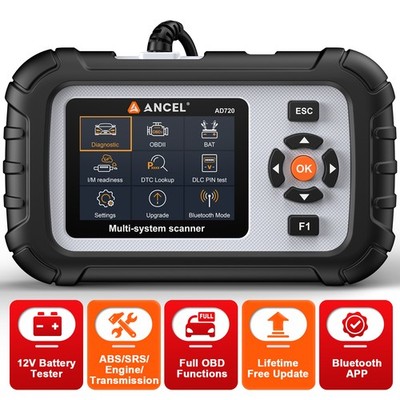Auto Diagnostic Tools OBD Scanner Engine ABS SRS Transmission 12V Battery Tester