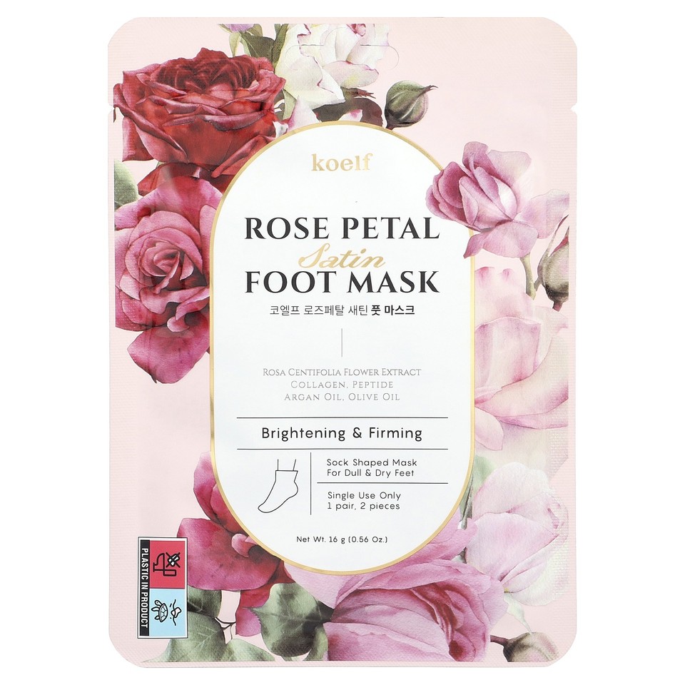 Rose Petal Satin Foot Mask, 1 Pair, 0.56 oz (16 g)