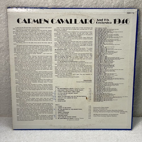 “The Uncollected CARMEN CAVALLARO” Vinyl LP Hindsight Records HSR-112 - Picture 2 of 4