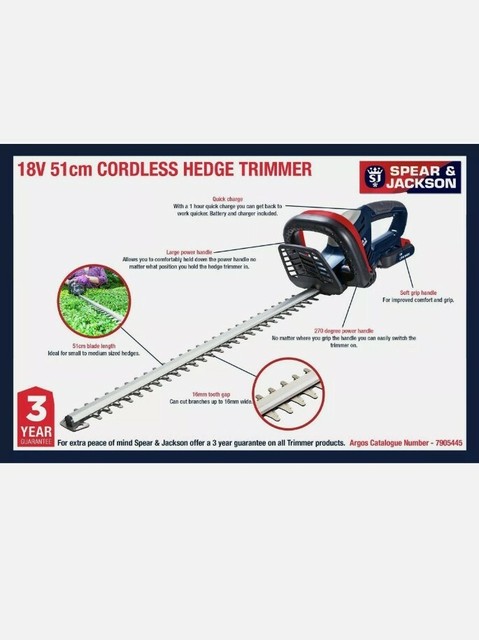 argos spear and jackson cordless hedge trimmer