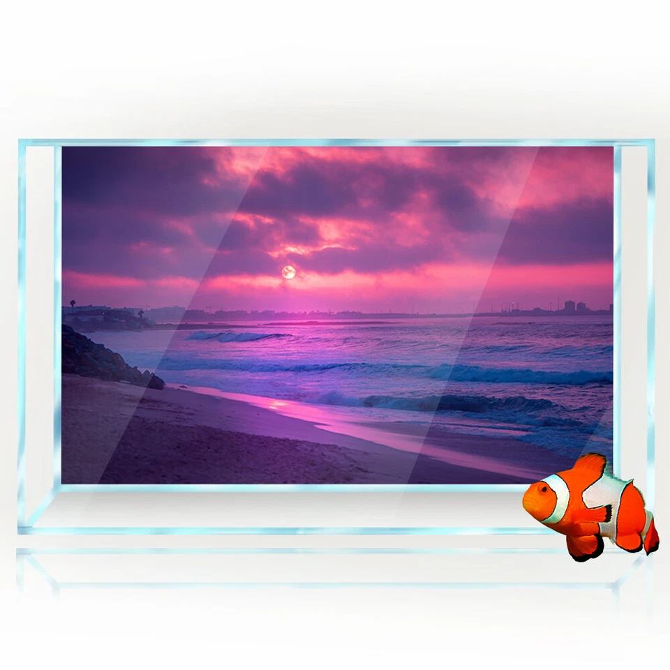 Pegatina de fondo de acuario, póster de decoración de pecera rosa playa Foto 3 de 4