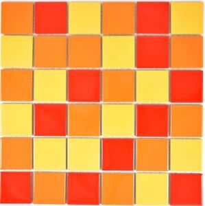 Mosaik Fliese Keramik gelb quadratisch uni gelb glänzend WB18-0704|1Matte
