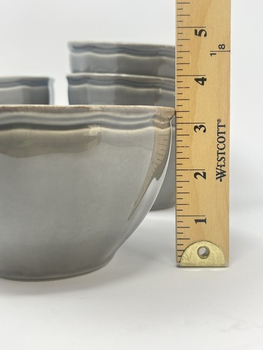 NEW Pottery Barn Charlotte Gray Soup Cereal Bowls Scalloped Rim Set Of 6 - Picture 2 of 6