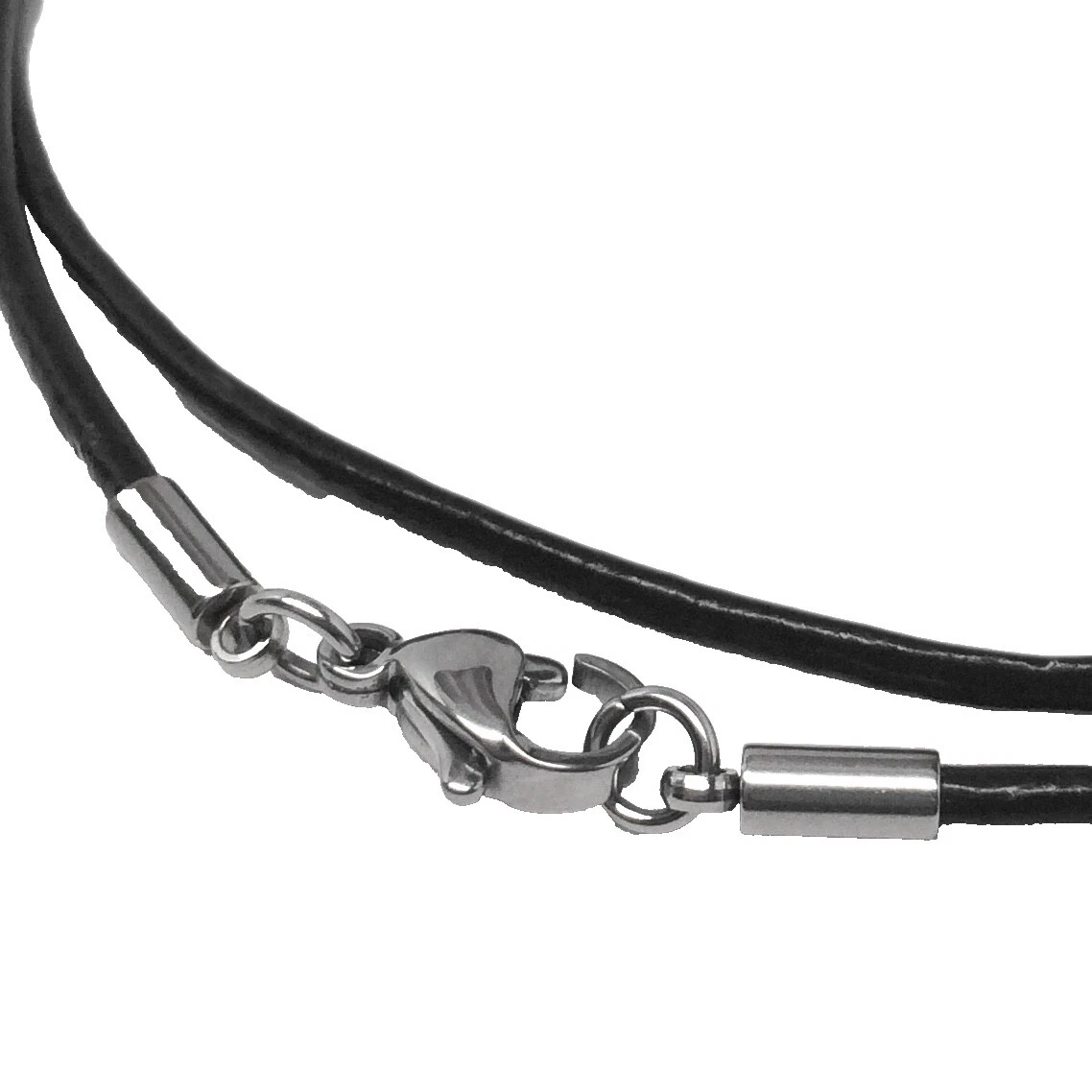 Acero Inoxidable de Cuero Negro de Collares y colgantes para hombres