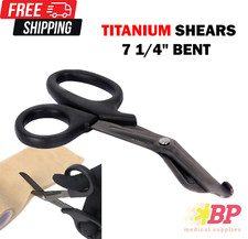 Titanium Bonded Bandage Shears 7 1/4" Bent - Tactical Stealth Black