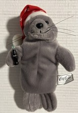 Coca Cola Plush - Gray Seal With Winter Nighttime Stocking Cap- Vintage 1997