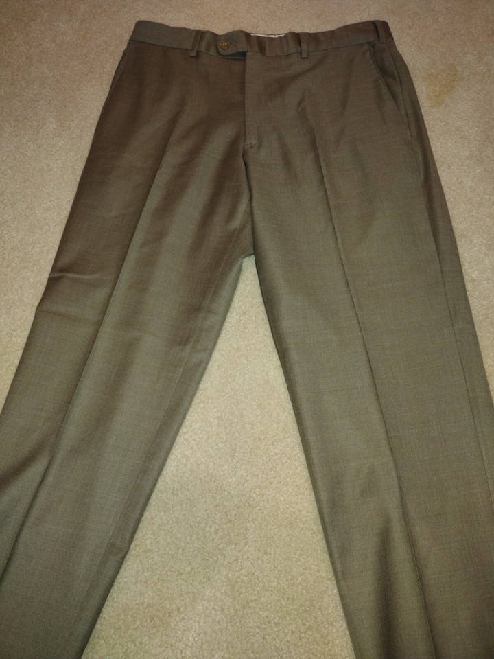 Men's Brown Shark Skin Dress Pants From Britches Made In Italy Size 34
