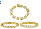 3 Piece Bracelet Set Diamond Accent White Diamond 14k Yellow Gold Over Brass