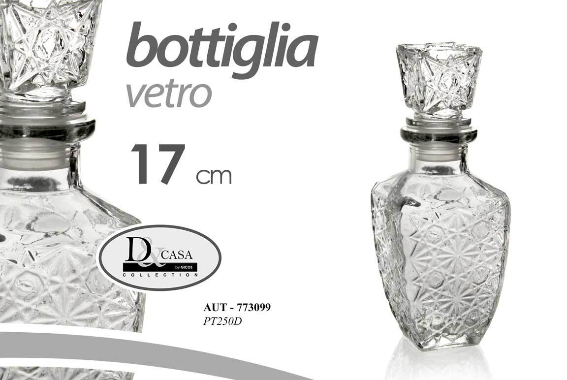 BOTTIGLIA per Whisky Liquori VINO BOTTIGLIETTA VETRO TAPPO ERMETICO 250ML 17*7cm