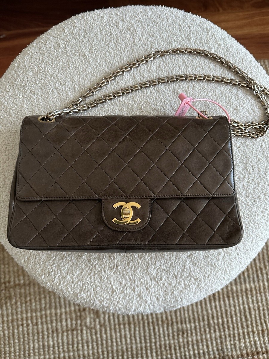 Chanel Vintage Brown Medium Lambskin Classic Flap Bag | eBay