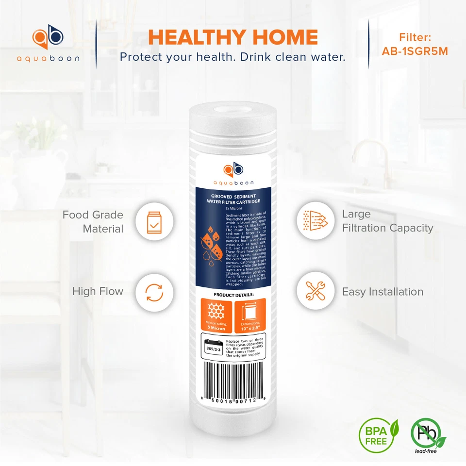 Grooved Sediment Water Filter 5 Micron 10" x 2.5" size 25 PACK by Aquaboon - Image 4 of 4