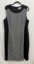 Kasper Black and White Sleeveless Honeycomb Pattern Sheath Dress Womens Size 16