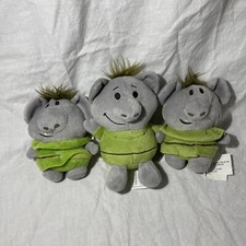 Disney Frozen Trolls Set Of 3 Mini Small Plush Green Troll Olaf Elsa